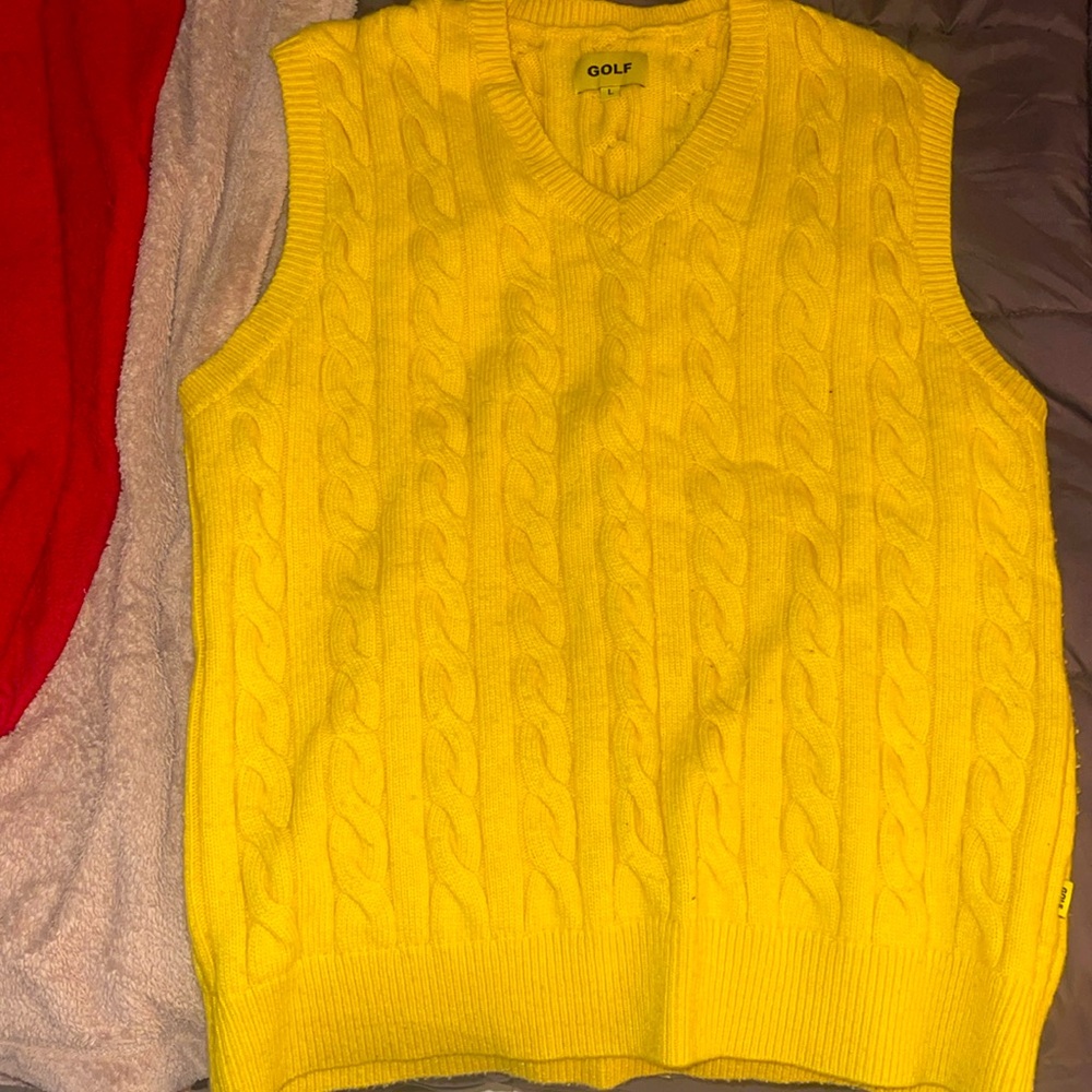 Yellow golf wang cord sweater vest